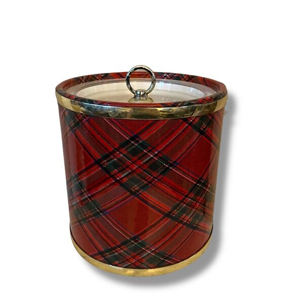 Vintage Ice Bucket Chest Red Plaid Tartan Car RV Display Camper RL Aesthetic - Picture 9 of 10